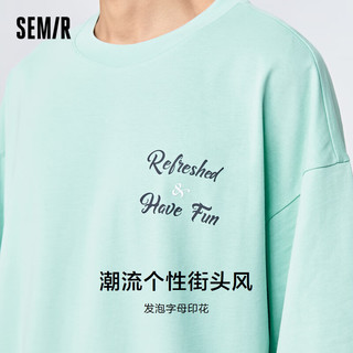 Semir 森马 短袖T恤男夏季重磅t恤oversize纯棉字母印花针织上衣 薄荷绿41308 165/84A/S