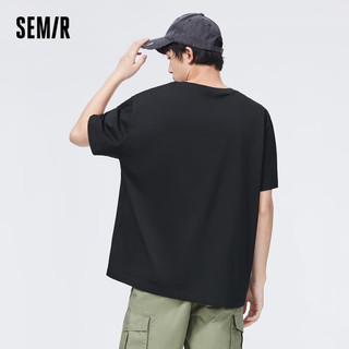 Semir 森马 短袖T恤男纯色打底衫夏季休闲修身纯棉上衣 90001 175/92A/L 黑色90001