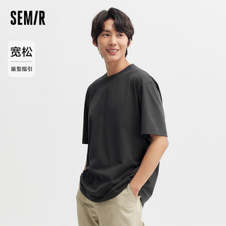 森马（Semir）短袖T恤男24夏宽松透气上衣纯色男士短袖 褐灰20851 170/88A/M