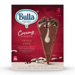 Bulla 布拉 经典巧克力脆皮甜筒冰淇淋进口雪糕78g*4支装