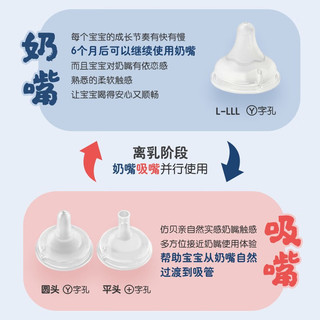 Pigeon 贝亲 奶嘴 自然离乳奶嘴吸嘴 宽口径硅胶戒奶奶嘴 LL号 12月+ 1只装 +重力球吸管