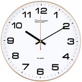 Compas 康巴丝 钟表挂钟客厅北欧轻奢家用时尚挂表现代创意简约装饰挂墙个性时钟 金色34.5CM