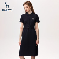 HAZZYS 哈吉斯 中长款女士polo领短袖连衣裙休闲夏季薄款气质裙子