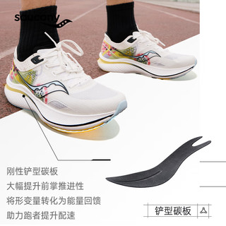 saucony 索康尼 全掌碳板跑鞋男体考鞋透气竞速训练运动鞋子全速SLAY 白红7 40.5