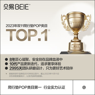 贝易（BeiE）ixpe爬爬垫围栏家用地垫加厚婴儿PU爬行垫宝宝可折叠儿童垫子 【升级ixpe透气更抗菌】奶油卡其 180*200*4cm【1W+透气孔更抗菌】