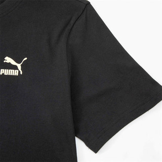 彪马（PUMA）男女同款休闲印花短袖T恤 CLASSICS GS TEE 682344 黑色-01 XS(165/88A)