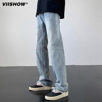 ViiSHOW 美式牛仔裤男秋冬窄版显高显瘦渐变复古潮牌高街长裤加绒
