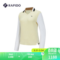 Rapido雳霹道2024年女士GOLF高尔夫拼接毛衫运动翻领毛衣CP4151Z05 黄色 160/84A