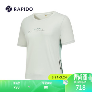 Rapido雳霹道2024年春夏女士R-LINE拼接短袖休闲运动T恤CP4342U10 灰调薄荷绿 155/80A