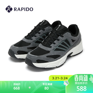 Rapido 雳霹道 2024年春夏款系带运动鞋网眼舒适休闲鞋CQ4ZK3S07 黑色 43