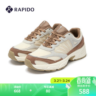 Rapido雳霹道2024年春夏款系带运动鞋网眼舒适休闲鞋CQ4ZK3S07 米色 38
