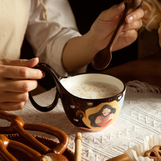 共禾京品 复古早餐杯牛奶燕麦杯大容量女士马克杯质感咖啡杯