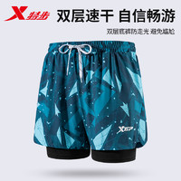 XTEP 特步 泳裤男士双层平角游泳裤