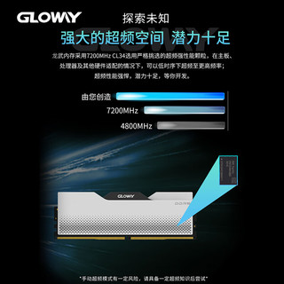 GLOWAY 光威 32GB(16GBx2)套装 DDR5 7200 台式机内存条 龙武系列 海力士A-die颗粒