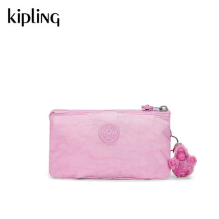 Kipling女款轻便帆布包2024春季钱包卡包手拿包|CREATIVITY L 心形充棉粉