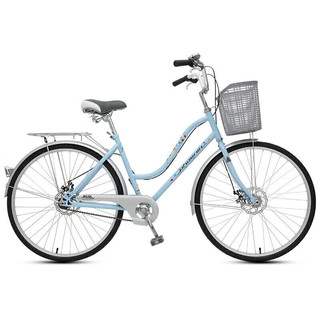 凤凰（Phoenix）自行车男女式24寸单速轻便成人城市骑行单车车  梦幻天使 梦幻·单速 浅蓝色