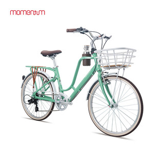 momentum莫曼顿Latte拿铁7速休闲通勤女复古运动咖啡铝合金自行车 冰薄荷 24×16  适合身高150-160cm