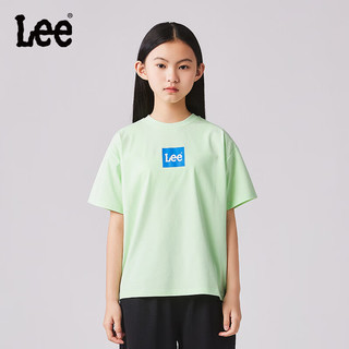 Lee儿童短袖T恤2024春夏棉质圆领套头舒适宽松运动上衣童装 浅薄荷 140cm