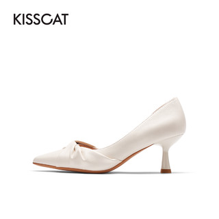 KISSCAT 接吻猫 女士羊皮革高跟鞋 KA32126 浅青灰色 38