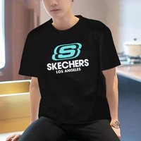 88VIP：SKECHERS 斯凯奇 运动t恤男女款上衣黑色情侣装透气短袖L122U199-0018