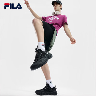 FILA 斐乐男鞋老爹鞋复古运动鞋2024夏季猫爪鞋5代休闲鞋 黑-BK 42