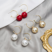 Trendolla 银针网红夸张大珍珠耳钉 耳坠欧美个性长款时髦珍珠耳环
