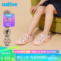 native儿童洞洞鞋Jefferson系列桃子印花户外沙滩凉鞋超轻透气运动鞋 粉色|桃子|浅杏色 25
