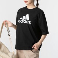 88VIP：adidas 阿迪达斯 圆领T恤女新款宽松透气运动服休闲跑步短袖HK0504