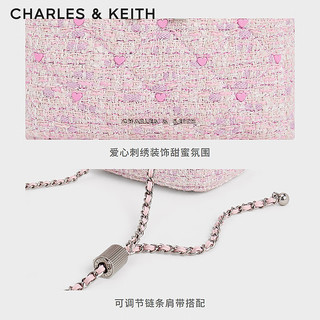 CHARLES&KEITH24春季爱心菱格斜挎小方包女CK2-80271114-A 粉红色Pink S