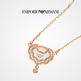 EMPORIO ARMANI Armani阿玛尼玫瑰金色项链如意锁 银项链女款饰品女士EG3553221