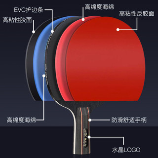 88VIP：DOUBLE FISH 双鱼 乒乓球拍套装双面反胶高弹力胶皮横拍长柄学生初学者训练球拍