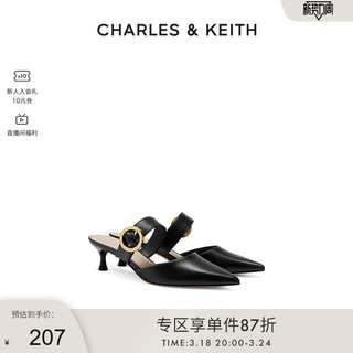 CHARLES & KEITH CHARLES&KEITH春夏女鞋CK1-61720133金属扣带尖头穆勒鞋女鞋