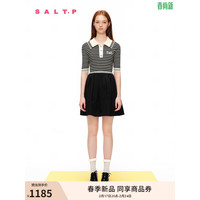 诗篇（PSALTER）可颜2024春复古学院风撞色条纹针织拼接连衣裙 黑色 40