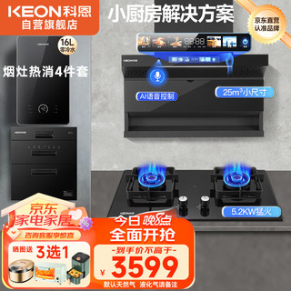 科恩（KEON COANDA）烟灶消热套装 750小厨房 小尺寸家用大吸力变频语音抽油烟机 猛火燃气灶具120L柜16L热水器四件套