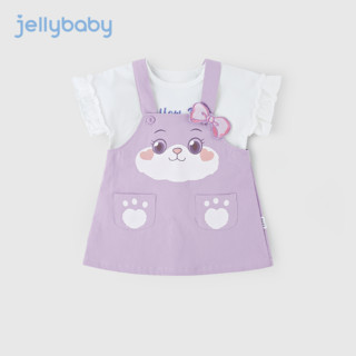 JELLYBABY 2024年夏季新款婴幼女童童装套装T恤吊带裙两件套