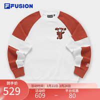FILA FUSION斐乐潮牌女子套头卫衣2024春季时尚拼色针织上衣 乒乓橘-OR 155/76A/XS
