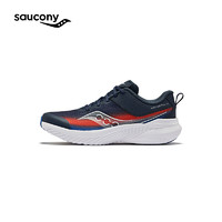 Saucony索康尼菁华儿童跑步鞋轻量缓震跑鞋儿童鞋2024春男女运动童鞋 深兰红【鞋带】 28