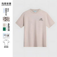 马克华菲【廓型版】宽松舒适纯棉短袖T恤男2024夏季潮流印花时尚短t恤 704浅杏色 3XL