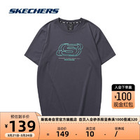 SKECHERS 斯凯奇 运动T恤男款夏季短袖白色健身宽松上衣 奥德赛灰/026R M