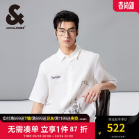 杰克·琼斯（JACK&JONES）夏季男士宽松版型舒适柔软透气轻薄翻领短袖衬衫224204013 雪白A06 常规 雪白A06 180/100A/L