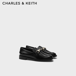 CHARLES&KEITH24春季质感马衔扣饰英伦乐福鞋单鞋子女鞋女士CK1-70900505 Black Box黑色 40