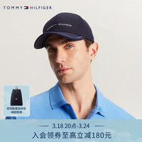 TOMMY HILFIGER24新款装纯刺绣字母撞色镶边弯檐棒球帽AM0AM12304 均码（头围58cm)