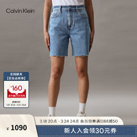 Calvin Klein Jeans24春夏女士剪边脚口蓝色水洗微弹牛仔短裤J223465 1AA-牛仔浅蓝 25