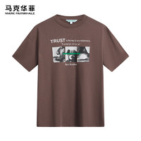 马克华菲【纯棉】短袖T恤男2024春夏圆领印花上衣T恤休闲男士百搭半袖 305深棕色 L