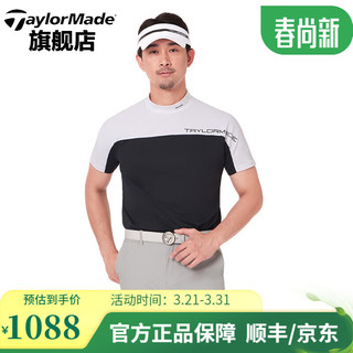Taylormade泰勒梅高尔夫T恤2024服装夏季Block男士圆领休闲舒适户外短袖 M19503 黑色 2XO(XXXL)