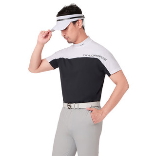 Taylormade泰勒梅高尔夫T恤2024服装夏季Block男士圆领休闲舒适户外短袖 M19503 黑色 2XO(XXXL)