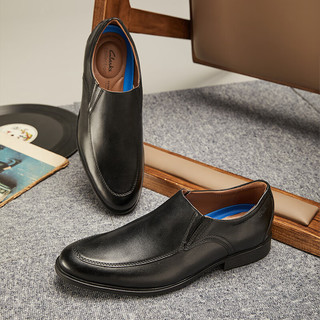 Clarks其乐惠登系列男鞋时尚舒适一脚蹬商务休闲正装皮鞋宽楦 黑色 261529168 39.5