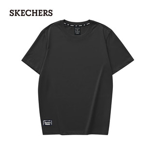 斯凯奇（Skechers）吸湿速干短袖男针织休闲凉感T恤衫L223M075 碳黑/0018 XL