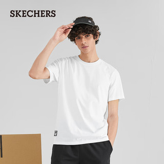 斯凯奇（Skechers）吸湿速干短袖男针织休闲凉感T恤衫L223M075 亮白色/0019 L 