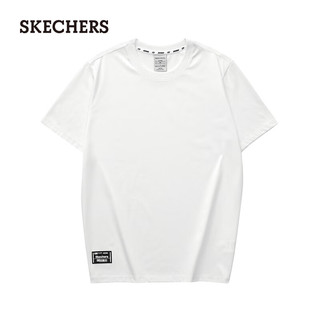 斯凯奇（Skechers）吸湿速干短袖男针织休闲凉感T恤衫L223M075 亮白色/0019 L 
